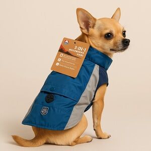 Arcadia Trail 3 in 1 Multiwear Blue Dog Coat w Removable Sherpa Liner Sz S NWT